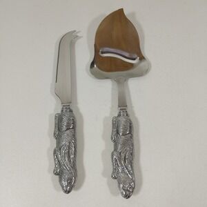 Arthur Court Designs Bunny Rabbit Handle 2 Pc Cheese Serving Set Stainless Steel